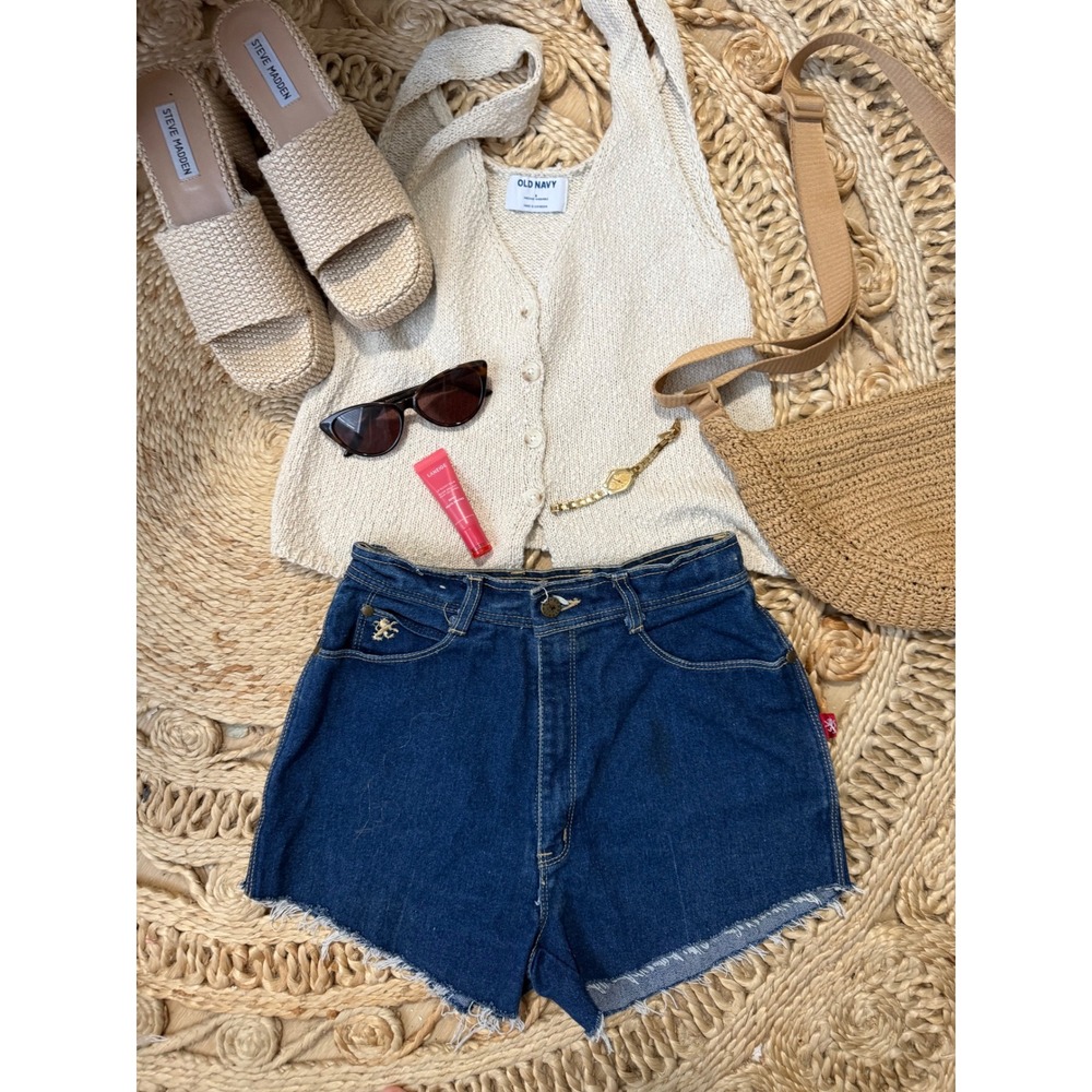 Braxton‎ Stretch Vintage High Waisted Denim Cut Off Shorts Dark Wash Size 11